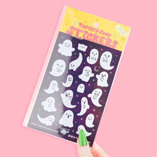 Kawaii Ghosts Halloween Vinyl Sticker Sheet